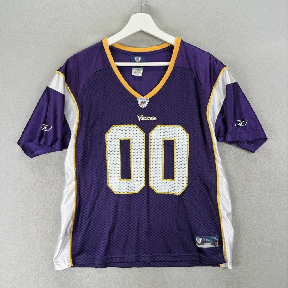Reebok Vikings On Field Jersey Women's Sz XL Purple Mesh NFL Football #00 Team